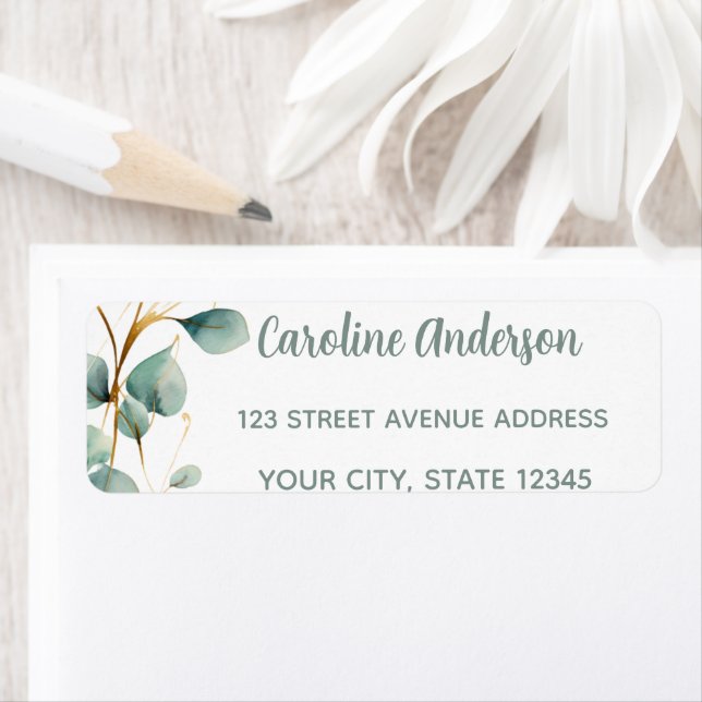 Eucalyptus Gold Green Graduation  Returadress Etikett (Insitu)