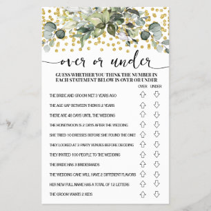 Eucalyptus Gold Over or Under Shower Game Card Flygblad