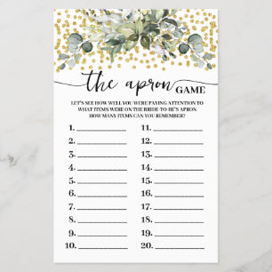 Eucalyptus Gold The Apron Bridal Shower Game Card Flygblad