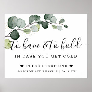 Eucalyptus Gold To Have and To Hold Bröllopsskylt Poster