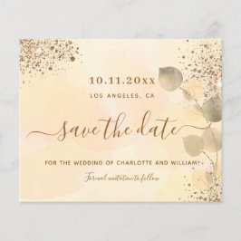 Eucalyptus golden budget bröllop spara datum flygblad