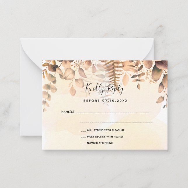 Eucalyptus golden fall bröllop OSA Note Card Anteckningskort (Framsida)