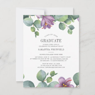 Eucalyptus Grad 2022 Greenery Moden Studenten Inbjudningar