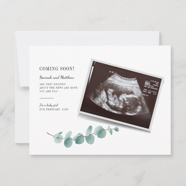 Eucalyptus Gravid Gender Reveal Baby Sonogram (Framsida)