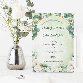 Eucalyptus Green Botanical Wedding Invitation Inbjudningar
