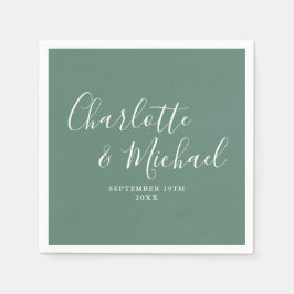 Eucalyptus Green Elegant Modern Script Wedding Pappersservett