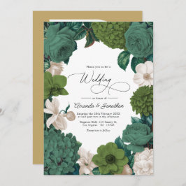 Eucalyptus Green, Fern Olive & Cream Line Wedding Inbjudningar
