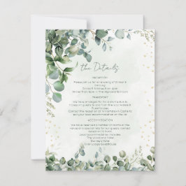 Eucalyptus Green & Gold Wedding Details Card 1001A Inbjudningar