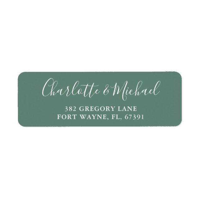 Eucalyptus Green Modern Script Return Address Returadress Etikett (Framsidan)