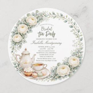 Eucalyptus Green Palette Tea Party Bridal Shower Inbjudningar