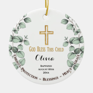 Eucalyptus Greenary Christening Baptism Julgransprydnad Keramik