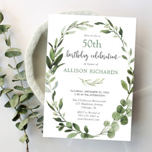 Eucalyptus greeneri i alla ålders vuxen födelsedag inbjudningar