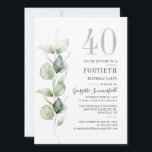 Eucalyptus Greenery 40:e födelsedagen Party Inbjudningar<br><div class="desc">Skapa ditt eget botaniska vattenfärgsfödelsedagsfest inbjudan med hjälp av inbjudan Eucalyptus lövs genom att klicka på knappen "Personalisera"</div>