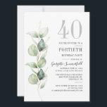 Eucalyptus Greenery 40:e födelsedagen Party Inbjudningar<br><div class="desc">Skapa ditt eget botaniska vattenfärgsfödelsedagsfest inbjudan med hjälp av inbjudan Eucalyptus lövs genom att klicka på knappen "Personalisera"</div>