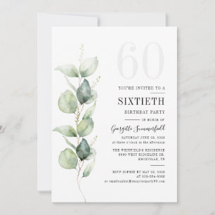 Eucalyptus Greenery 60:e Födelsedagsfesten Inbjudningar