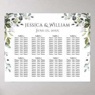 Eucalyptus Greenery 8 Bord Bröllop SEATING CHART Poster