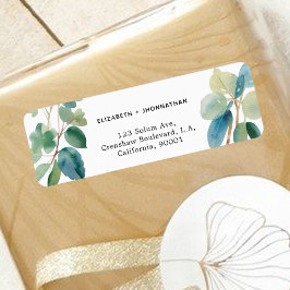 Eucalyptus greenery and blue Return Address Label Returadress Etikett