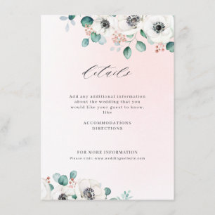 Eucalyptus greenery anemone blommigt rustic bröllo tilläggskort