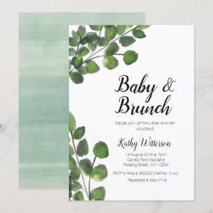 Eucalyptus greenery baby brunch babydusch inbjudningar