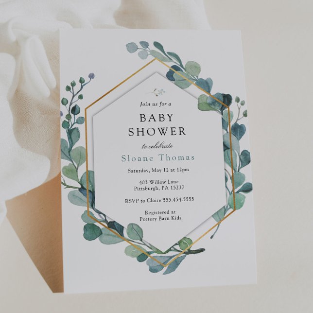Eucalyptus Greenery Baby i Bloom Baby Shower Inbjudningar (Skapare uppladdad)