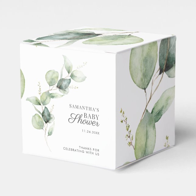 Eucalyptus Greenery Baby Shower Botanical Presentaskar (Framsidan Sidan)