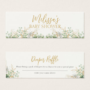 Eucalyptus Greenery Baby Shower Diaper Raffle Litet Visitkort