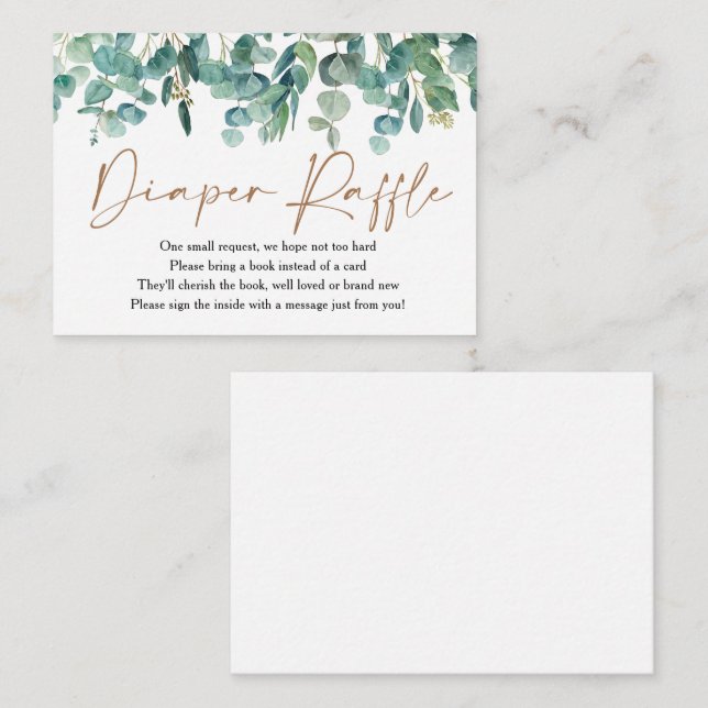 Eucalyptus Greenery Baby Shower Diaper Raffle Tilläggskort (Fram/baksida)