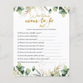 Eucalyptus Greenery Baby Shower Game Card