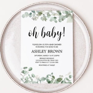 Eucalyptus Greenery Baby Shower Inbjudningar