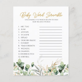 Eucalyptus Greenery Baby Shower Ord Scramble Game