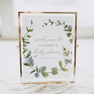 Eucalyptus Greenery Baby Shower Welcome Sign Poster