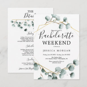 Eucalyptus Greenery Bachelorette Party Inbjudan Ca