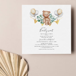 Eucalyptus Greenery Bear Baby Shower Succulent Inbjudningar
