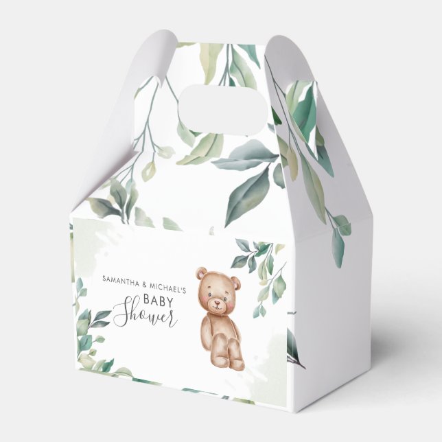 Eucalyptus Greenery Bear Par Baby Shower Presentaskar (Framsidan Sidan)