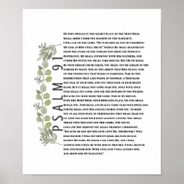 Eucalyptus Greenery Bible Art Psalm 91 Scripture Poster