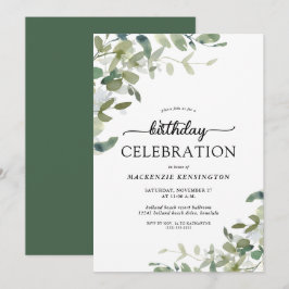 Eucalyptus Greenery Birthday Celebration Inbjudningar