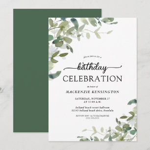 Eucalyptus Greenery Birthday Celebration Inbjudningar