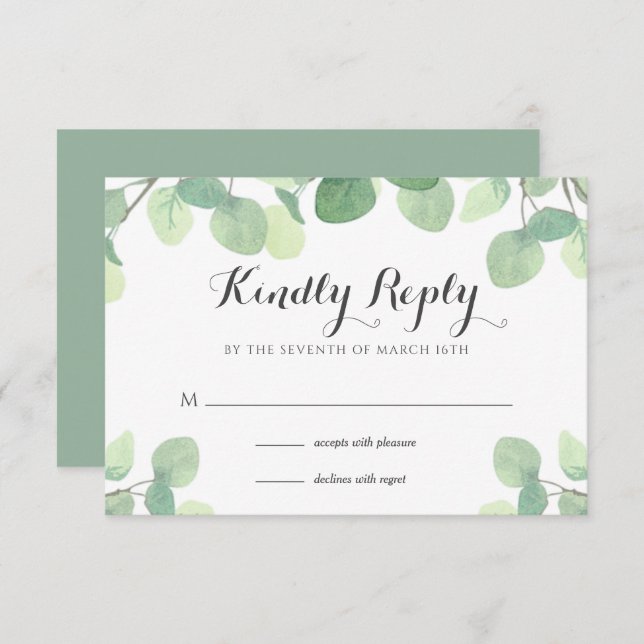 Eucalyptus Greenery Blommigt Bröllop OSA Card (Fram/baksida)
