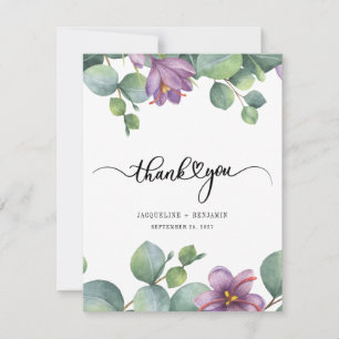 Eucalyptus Greenery Blommigt Bröllop Tack Kort