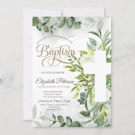 Eucalyptus Greenery Blommigt Kor Baptism Inbjudningar