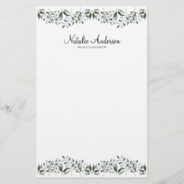 Eucalyptus Greenery Blommigt Personalize Brevpapper