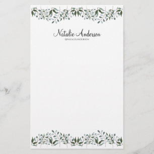 Eucalyptus Greenery Blommigt Personalize Brevpapper