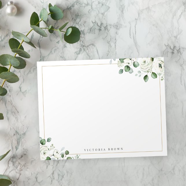 Eucalyptus greenery Blommigt Personlig Stationery Anteckningskort (Eucalyptus greenery Floral Personalized Stationery Note Card)