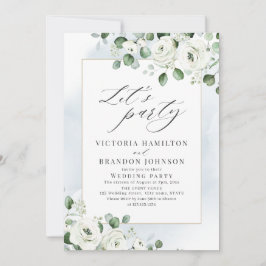 Eucalyptus greenery blommigt rustik bröllopsfest inbjudningar