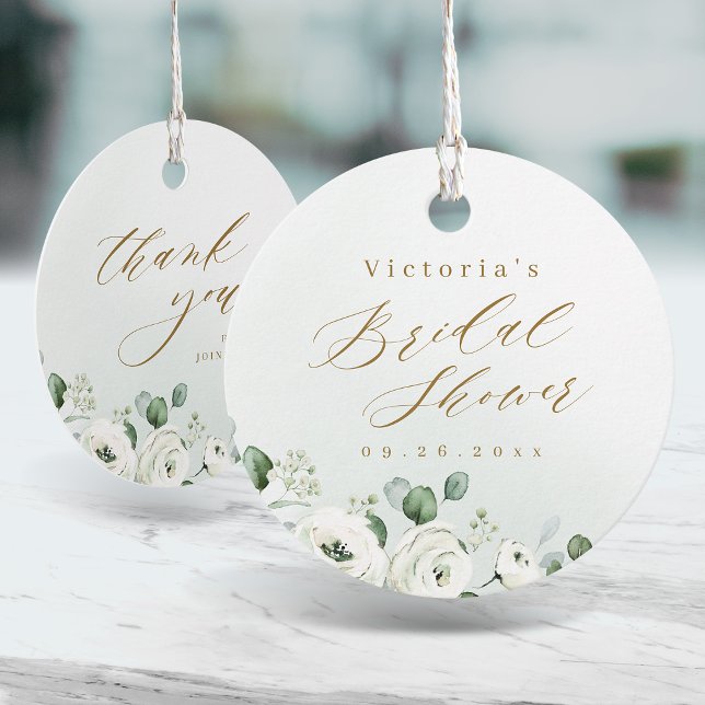 Eucalyptus greenery blommigt rustik möhippa gåvor etiketter (Eucalyptus greenery floral rustic bridal shower favor tags)
