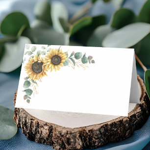 Eucalyptus Greenery Blommigt Solros Bröllop Placeringskort