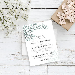Eucalyptus Greenery Boho Elegant bröllop Inbjudningar