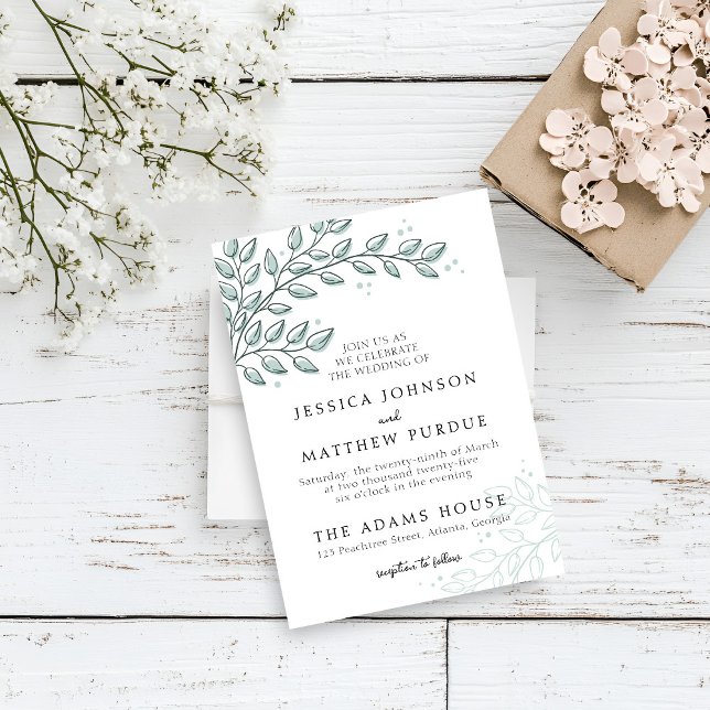 Eucalyptus Greenery Boho Elegant bröllop Inbjudningar (Skapare uppladdad)