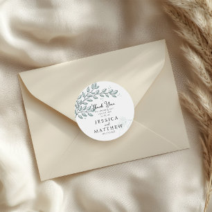 Eucalyptus Greenery Boho Elegant bröllop Runt Klistermärke