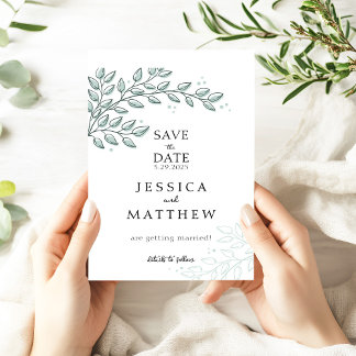 Eucalyptus Greenery Boho Elegant bröllop Spara Datumet